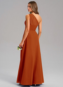 Azazie Phaedra Bridesmaid Dresses Paprika A-Line One Shoulder Chiffon Dress image7