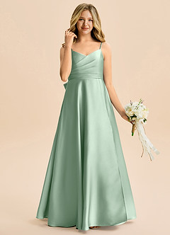 Azazie Rumi Junior Klä av A-Line i Stretch Satin Plisserad image4