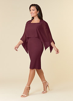 Azazie Maryam vestidos de madre de la novia Vestido de Cabernet de Gasa de Recto con Encaje image2