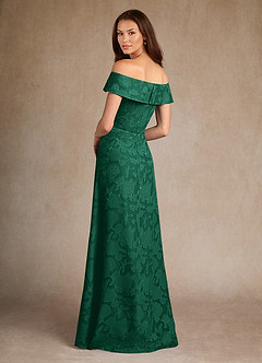 Azazie Medford Mother of the Bride Dresses Emerald A-Line Off the Shoulder Floral Burnout Dress image3
