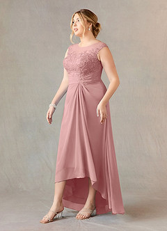 Azazie Endora Final Sale Dusty Rose A-Line Scoop Lace Chiffon Dress image8