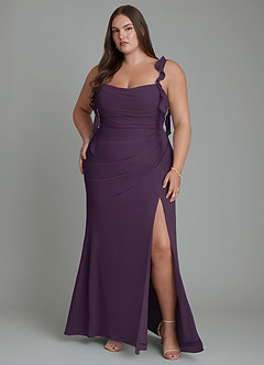 Azazie Jessamine Bridesmaid Dresses Plum Mermaid Corset Chiffon Dress image9
