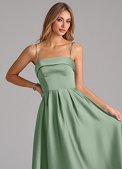 Azazie Lucienne Suknie dla druhen Linia A Pofałdowany Satyna elastyczna Długość kostki Sukienka image2