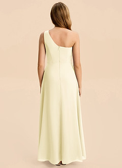 Azazie Emmie Junior Lemon Sorbet A-Line Pleated Chiffon Dress image2