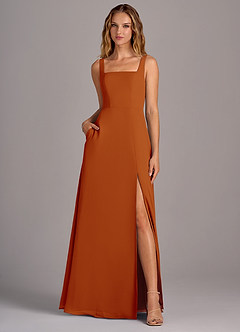Azazie Debra Bridesmaid Dresses Paprika A-Line with Pockets Chiffon Convertible Dress image5