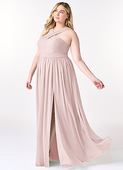 Azazie Elvira Bridesmaid Dresses Blushing Pink A-Line Pleated Chiffon Dress image9