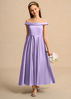 Azazie Teeny Junior Formal Flower Girl Klänningar Klä A-Line i Matt satäng Plisserad image3