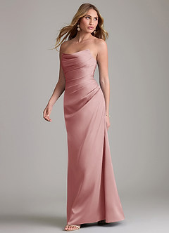 Azazie Lucille Bridesmaid Dresses Dusty Rose Mermaid Strapless Stretch Satin Convertible Dress image3