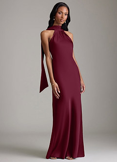 Azazie Cassiana Robes de demoiselle d'honneur Robe Sirène en Satin extensible Plissée Mûre image6