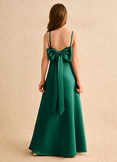 Azazie Joella Girls Formal Jurken voor bloemenmeisjes A-Lijn Jurk van Mat Satijn Geplooid Smaragd image1