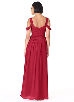 Azazie Lianne Bridesmaid Dresses Scarlet A-Line Off the Shoulder Chiffon Dress image4