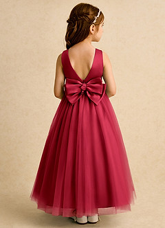 Azazie Lior Flower Girl Dresses Scarlet Ball-Gown Pleated Tulle Dress image5