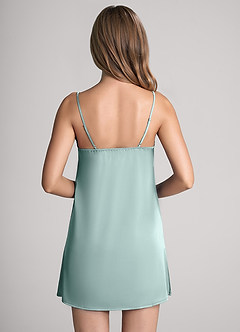 front Matching Color Classic Satin Slip Dress