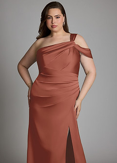 Azazie Wynter Bridesmaid Dresses Auburn Sheath One Shoulder Stretch Satin Dress image11
