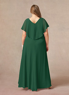 Azazie Eliza Mother of the Bride Dresses Dark Green A-Line V-Neck Pleated Chiffon Dress image2