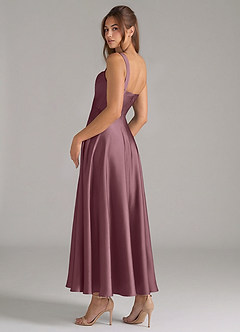 Azazie Shaude Robes de demoiselle d'honneur Robe Trapèze en Satin extensible Plissé Améthyste image7