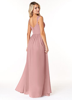 Azazie Cleobella Robes de demoiselle d'honneur Robe Trapèze en Mousseline de soie Dentelle en forme de cœur Rose Poussiéreuse image5