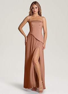 Azazie Tierney Bridesmaid Dresses Bronzer A-Line Strapless Chiffon Convertible Dress image3