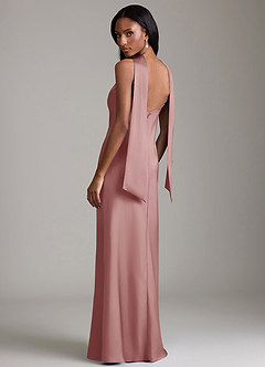 Azazie Cassiana Robes de demoiselle d'honneur Robe Sirène en Satin extensible Plissée Rose Poussiéreuse image2