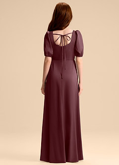 Azazie Briar Junior Sangria A-Line Bow Stretch Satin Dress image2
