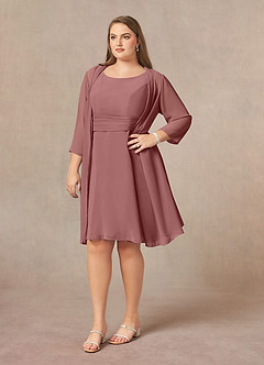 Azazie Shirley Mother of the Bride Dresses Desert Rose A-Line Scoop Pleated Chiffon Dress image10