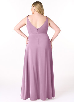 Azazie Dalilah Bridesmaid Dresses Wisteria A-Line V-Neck Pleated Stretch Satin Dress image7