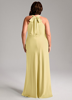 Azazie Doretta Bridesmaid Dresses Lemon Sorbet Mermaid Pleated Stretch Satin Dress image10