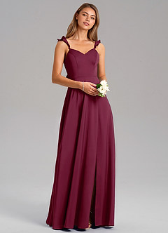 Azazie Everett Bridesmaid Dresses Mulberry A-Line Stretch Satin Dress image1