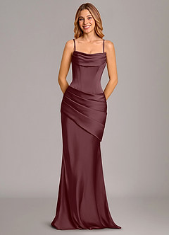 Azazie Pelagia Brudtärnklänningar Klä av Sjöjungfru i Stretch Satin Korsett Sangria Konvertibel image6