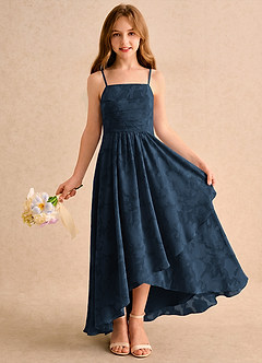 Azazie Twilight Girls Formal Sukienki dla dziewczynek sypiących kwiaty Litera A Plisowana Kwiatowe wypalenie Asymetryczny Sukienka image1