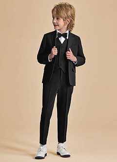 front Oliver Niños Negro Traje de 5 piezas