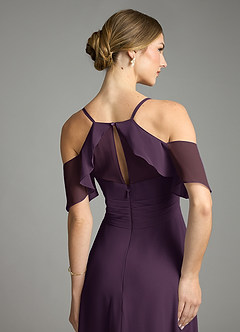 Azazie Dakota Bridesmaid Dresses Plum A-Line V-Neck Pleated Chiffon Dress image10