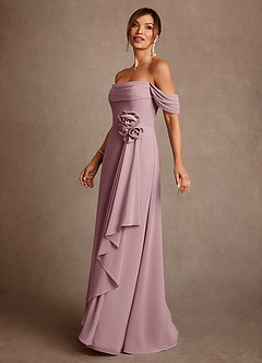 Azazie Amherst vestidos de madre de la novia Vestido de Rosa Polvorienta de Gasa de Corte en A con Vestidos sin tirantes image4