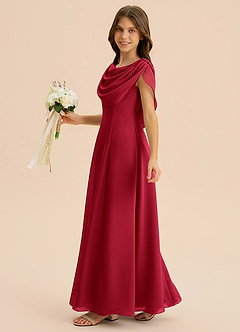 Azazie Lambie Junior Scarlet A-Line Pleated Chiffon Dress image4