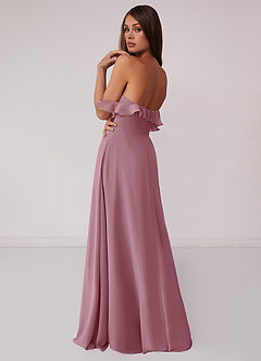 Barbie ♥ Azazie Brudtärnklänningar Klänning av A-Line i Chiffong Av axeln Vintage Mauve Konvertibel image2