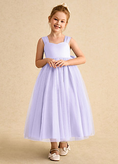Azazie Chickadee Flower Girl Dresses Lilac Ball-Gown Sweetheart Neckline Matte Satin Dress image5