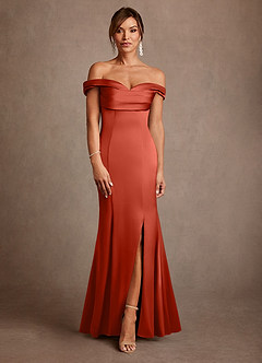 Azazie Boone vestidos de madre de la novia Vestido de Óxido de Satén Elástico de Corte Sirena con Vestidos sin tirantes image2