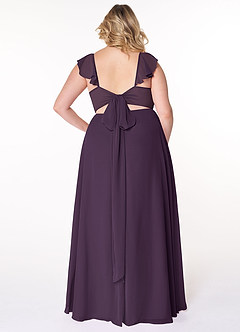 Azazie Everett Bridesmaid Dresses Plum A-Line V-neck Ruched Chiffon Dress image7