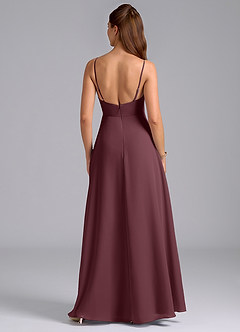 Azazie Sarella Bridesmaid Dresses Sangria A-Line with Pockets Chiffon Dress image2