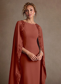 Azazie Artemisia Moeder van de bruid jurken Kolom Jurk van Chiffon Kant Kastanjebruin image6