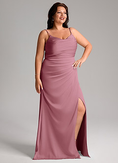 Azazie Deandra Brautjungfernkleider Meerjungfrau-Linie Plissee Stretch-Satin Kleid Vintage Mauve image10