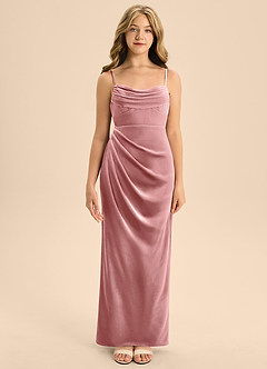 Azazie Mai Junior Dusty Rose A-Line Sweetheart Neckline Velvet Dress image5