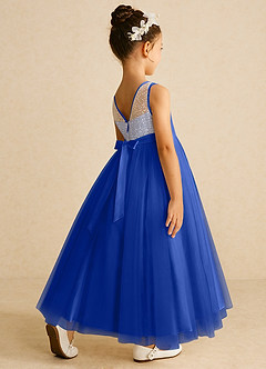 Azazie Tay Flower Girl Dresses Royal Blue A-Line Sequins Tulle Dress image5