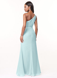 Azazie Liza Bridesmaid Dresses Sea Glass Mermaid One Shoulder Chiffon Dress image4