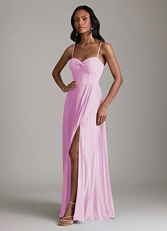 Azazie Akiko Bridesmaid Dresses Candy Pink A-Line Sweetheart Neckline Chiffon Dress image4