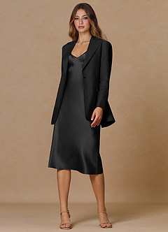 front Belicia Black 100% Linen 2-Piece Suit