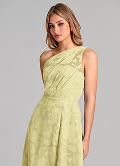 Azazie Phaedra Bridesmaid Dresses Lemon Sorbet A-Line One Shoulder Floral Burnout Dress image7
