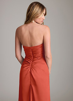 Azazie Lucille Robes de demoiselle d'honneur Robe Sirène Convertible en Satin extensible Bustier Rouille image7