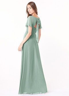 Azazie Kimber Bridesmaid Dresses Agave A-Line Flounce Sleeve Chiffon Dress image5