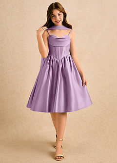 Azazie Shona Girls Formal Final Sale Blushing Pink A-Line Sweetheart Neckline Matte Satin Dress image6